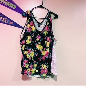 Floral/mesh tank top